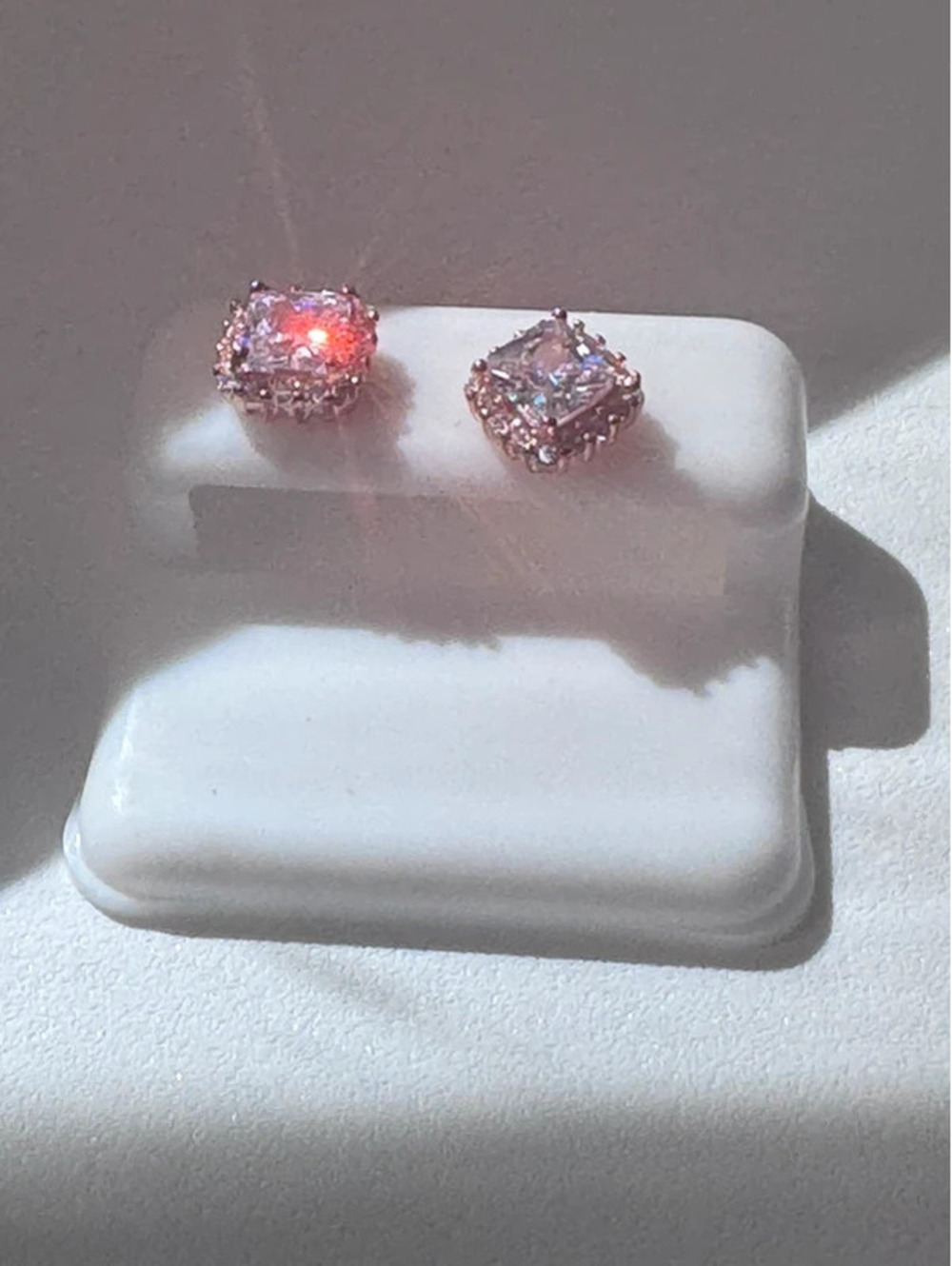 Stamped 925 silver beautiful rose gold cz earrings